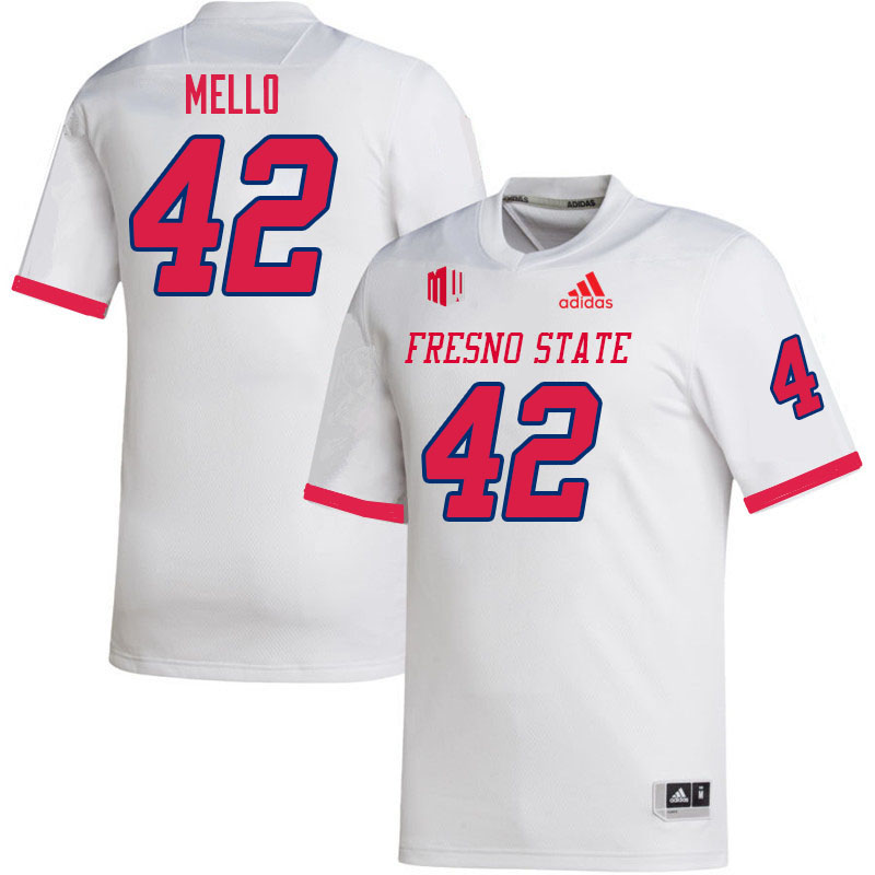 Men #42 Tyler Mello Fresno State Bulldogs College Football Jerseys Sale-White - Click Image to Close